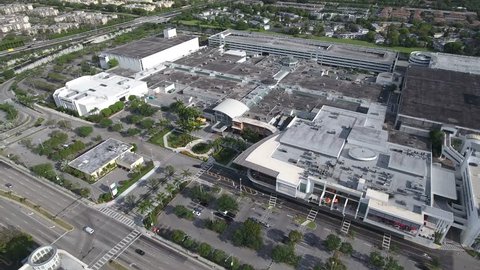 MIAMI - APRIL 14: Aerial drone footage of Dadeland Mall at Downtown Dadeland and Datran center business complex April 14, 2016 in Miami FL, USA