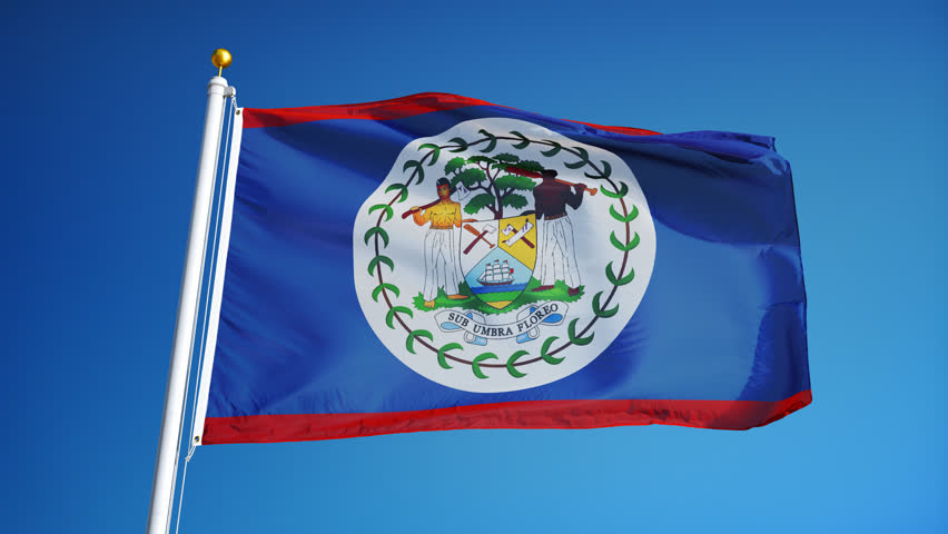 Belize Flag Waving in Slow Stock Footage Video (100% Royalty-free