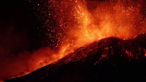  Mount Etna, produced fountains and explosions of lava 