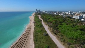 Coastal Miami Beach and dunes aerial video stock