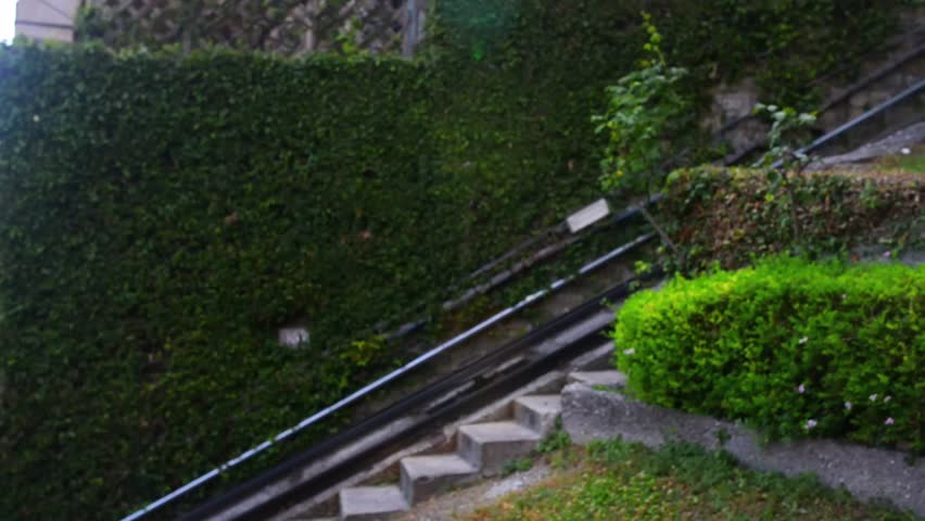 Porta Sant Alessandro - San Vigilio funicular. Bergamo is a city in Lombardy, Italy. The foothills of the Bergamo Alps begin immediately north of the town.