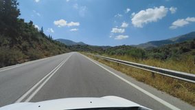 Driving with roof camera on a sunny day in Crete Greece. Shoot on Digital Cinema Camera in 4k.