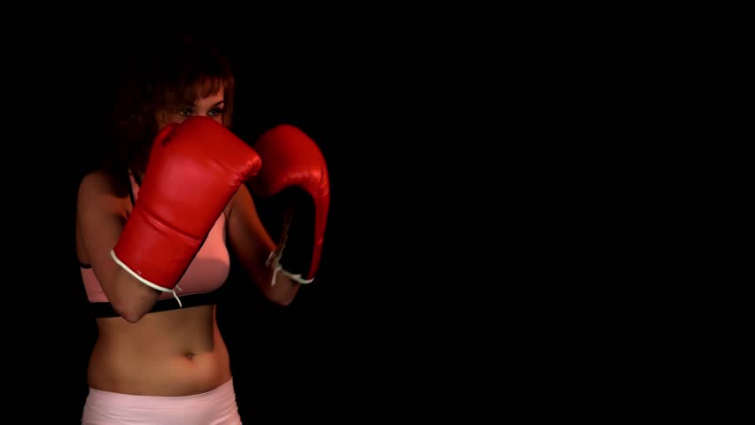 Video Stok sexy healthy women boxing studio on (100% Tanpa R