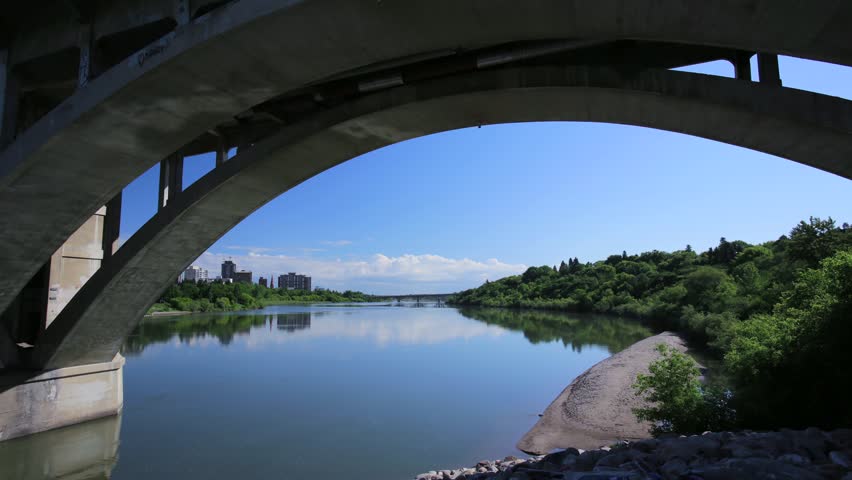 Time lapse under University bridge in Saskatoon, Saskatchewan
