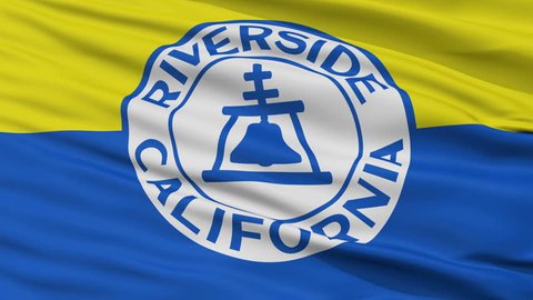 Riverside City, California Flag Close Up Realistic Animation Seamless Loop - 10 Seconds Long