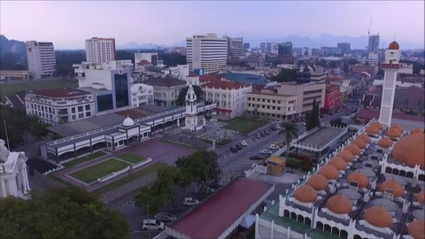 Aerial footage of Ipoh city located in north Malaysia.