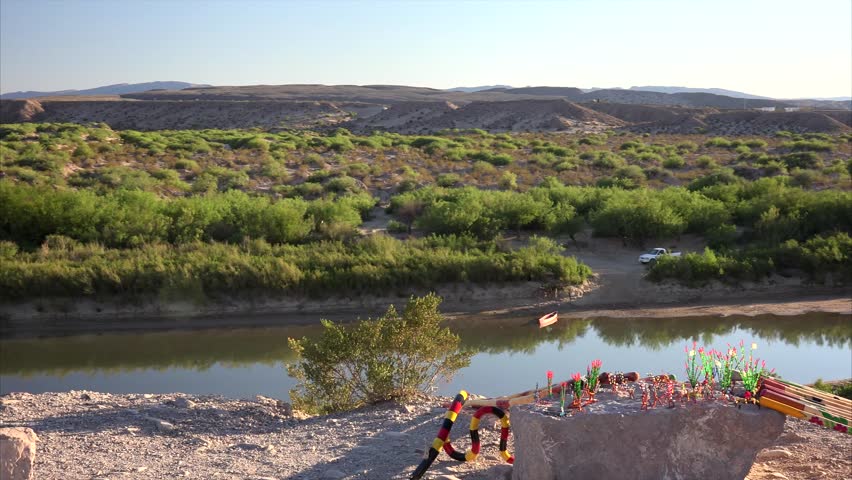 Mexican Souvenirs and Rio Grande River in Big Bend National Park Texas