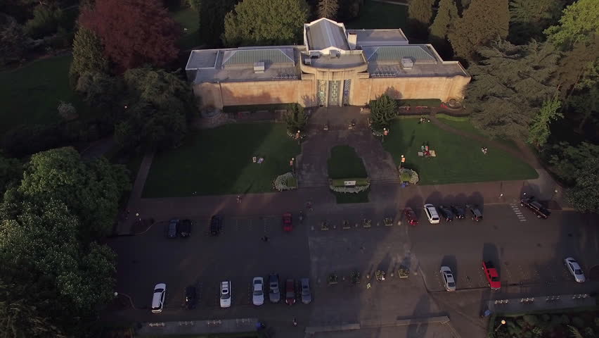 Seattle Asian Art Museum in Aerial Shot with Lake Washington in Distance