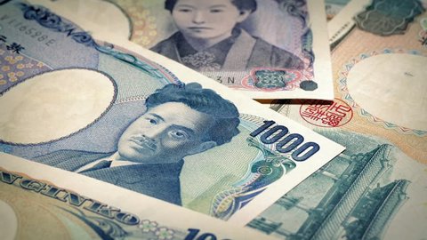 Japanese Yen Banknotes Rotating
