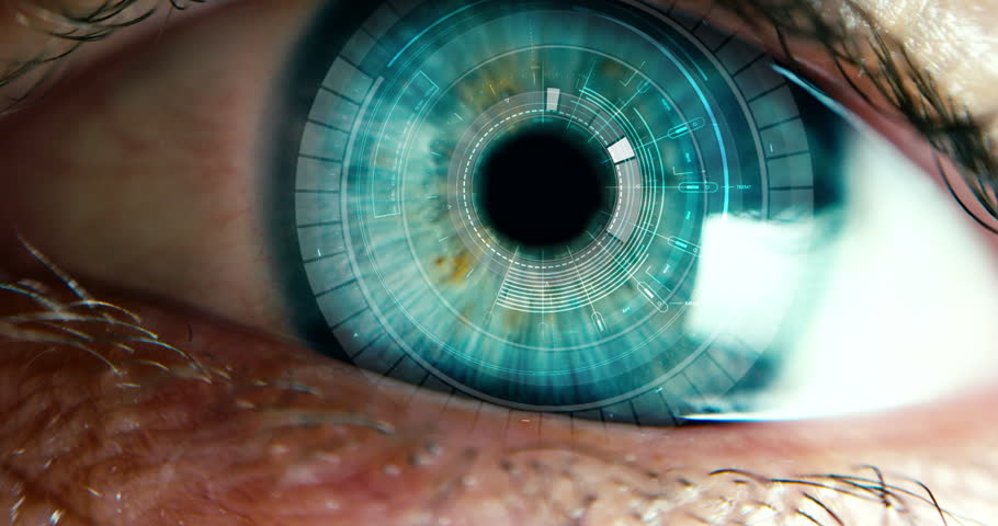 Human Eye Scan Technology Interface Stock Footage Video 100 Royalty