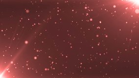 Abstract Red Background With Rays Sparkles. Animation red background with lens flare rays in dark background sky and stars. Seamless loop.