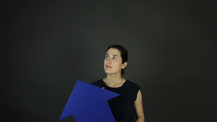 Young girl in a blue dress is selected using the blue arrow between two objects. On top there is a place for your text or illustrations.