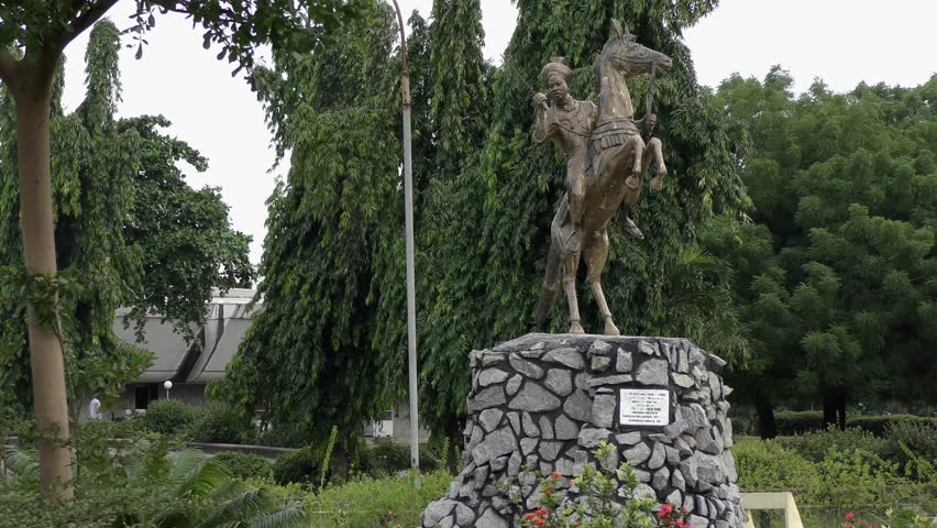 NIGERIA, LAGOS 2016. 4K. Ben Ekanem’s statue general view. 
