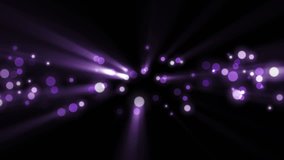 Space violet background with particles. Space violet dust with stars on black background. Sunlight of beams and gloss of particles galaxies.