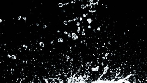 High speed camera shot of an water element, isolated on a black background. Can be pre-matted for your video footage by using the command Frame Blending - Multiply.
