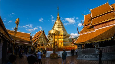 4K.Time lapse Temple wat phra That Doi Suthep in Chiang Mai Province Asai, Thailand, 