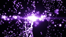 Space violet background with particles. Space violet dust with stars on black background. Sunlight of beams and gloss of particles galaxies.