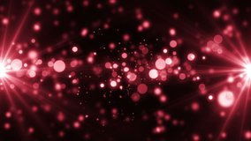 Space red background with particles. Space red dust with stars on black background. Sunlight of beams and gloss of particles galaxies.