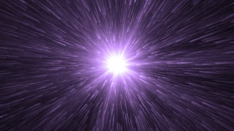 Abstract Violet Background With Rays Sparkles. Animation violet background with lens flare rays in dark background sky and stars. Seamless loop.