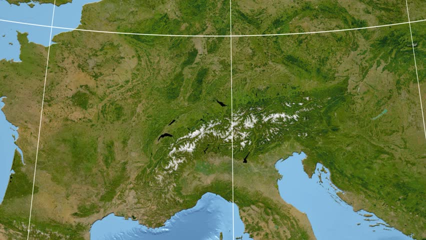Switzerland shape animated on the satellite map of the globe