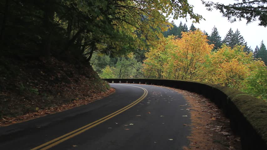 Historic Scenic Highway 30 in Portland Oregon in Fall and Autumn Season 1080p Panning