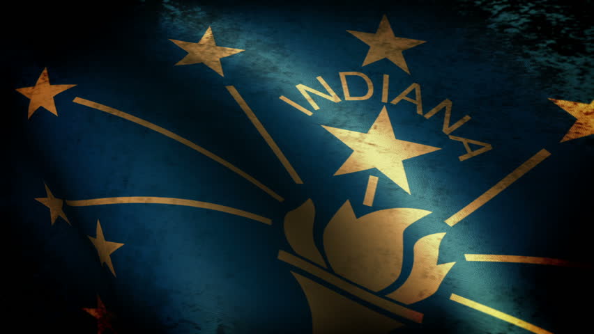 Indiana State Flag Waving, grunge look