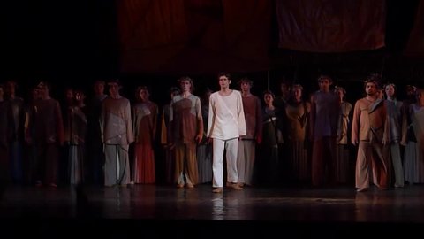 DNIPROPETROVSK, UKRAINE - APRIL 24, 2016: Jesus performed by members of the Dnipropetrovsk Opera and Ballet Theatre.