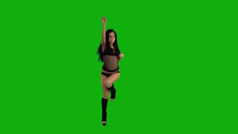 girl dancing on the green screen 