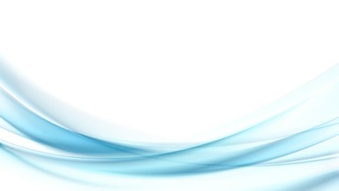 Blue moving flowing abstract waves on white background. Blurred smooth seamless loop design. Video animation 1920x1080