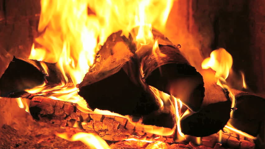 wood burn in the fireplace. fast motion