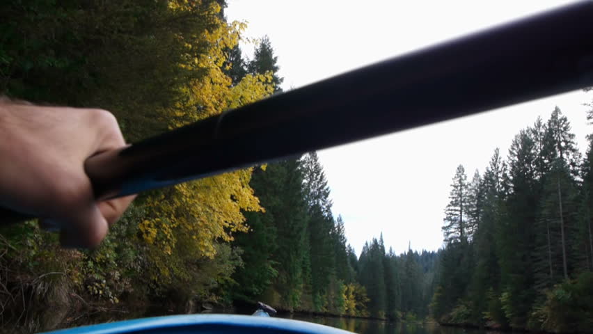 low camera angle from cockpit of a kayaker