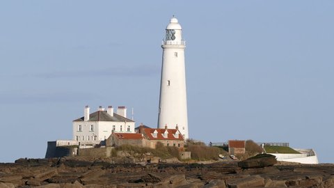 St Mary’s Lighthouse, on a tiny island, Whitley Bay, England