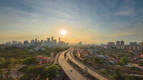  Time lapse view of Kuala Lumpur City Centre during a beautiful sunset