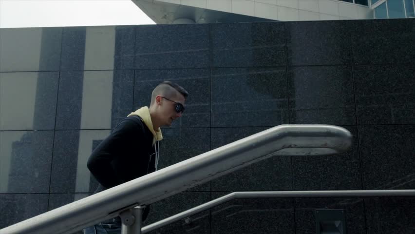 Businessman going up.