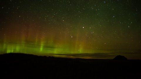 Timelapse of aurora and stars over the prairie in summer - 2015 Sept12 5D01102 TL