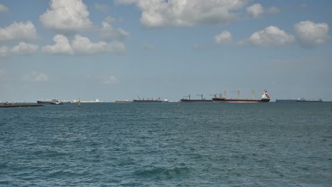 Time lapse :  Many ships in the sea , Singapore
