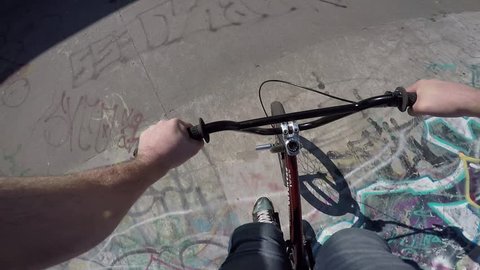 Extreme Sports BMX GoPro Point Of View Tricks in a Skatepark