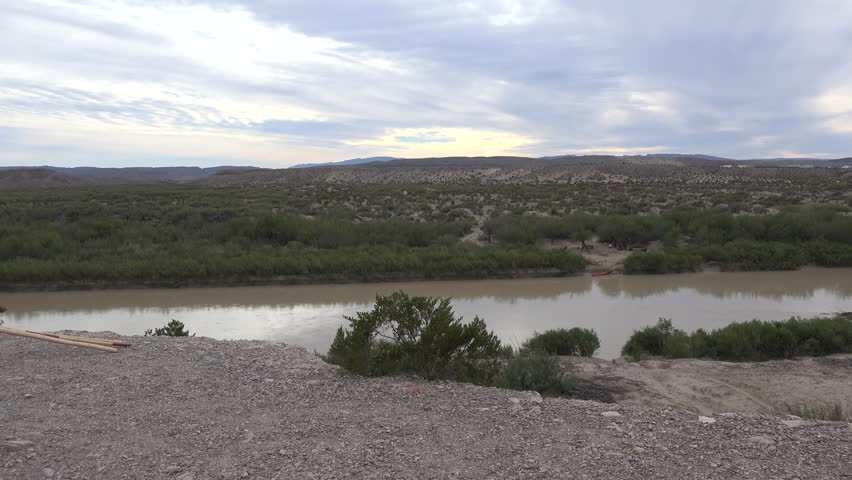 Looking down at the Rio Grande River as it flows between the United States and Mexico in Big Bend National Park.