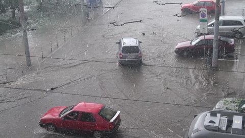 Natural disaster and bad day for insurance agents: hailstorm and heavy rain floods in Sofia.