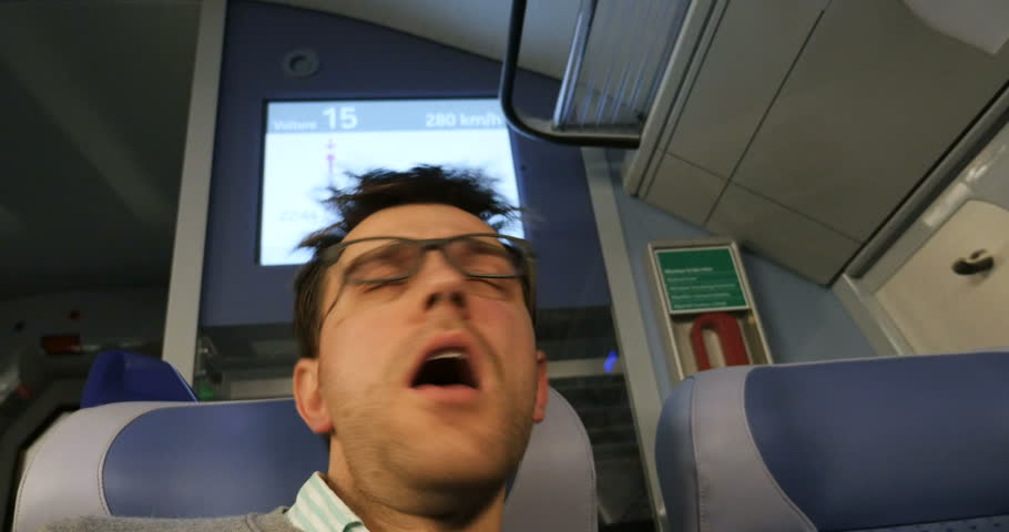Tired man traveling in ultra fast train - commuting with 280km per hour | Shutterstock HD Video #16174528
