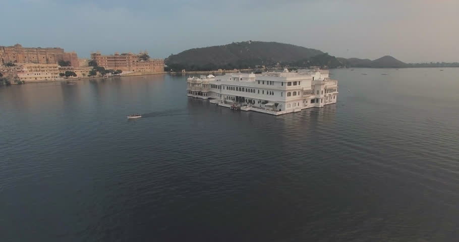 Lake Pichola, Udaipur, Rajasthan, India - 4K aerial  Royalty-Free Stock Footage #16187431