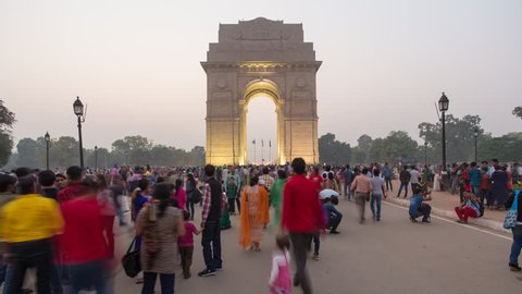 India Gate - CIRCA 2015 - Delhi, New Delhi, Uttar Pradesh, India - 4K timelapse 