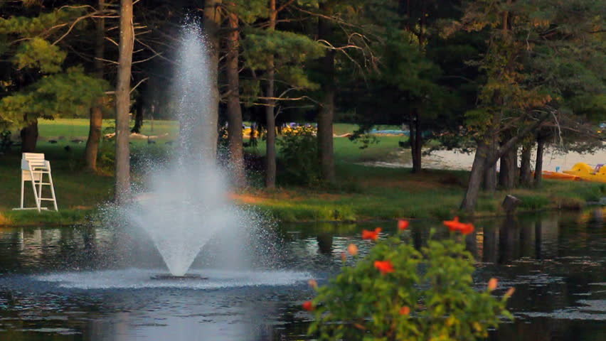 Beautiful water fountain in a lake.
