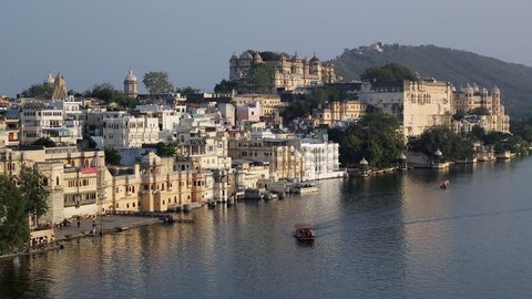 Lake Pichola and the City Palace in Udaipur, Rajasthan, India - 01/11/2015
