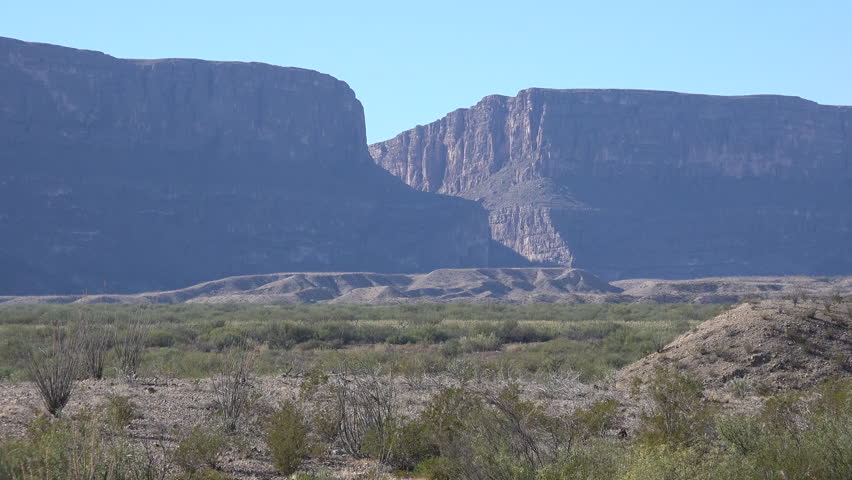 Zoom toward Santa Elena Canyon in Big Bend National Park.
