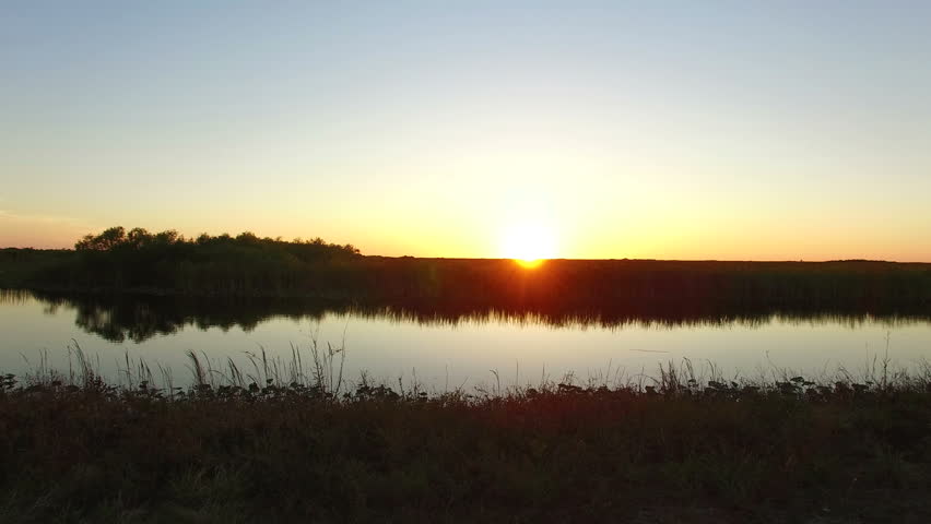 Sun sets over Everglades National Park in south Florida