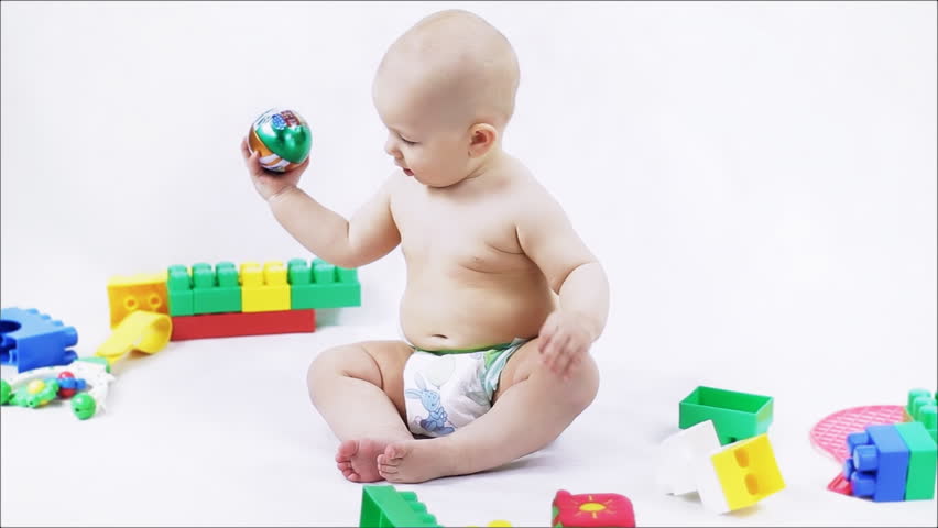 small baby playing toys