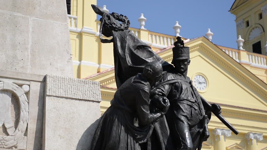 Statue in Kossuth Square. This is a fragment of one of the largest and most prominent statues in Budapest and features one of the most renowned political figures of Hungarian 19th century history.
