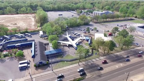 MEMPHIS, TENNESSEE - APRIL 07, 2016: Flying Above the Graceland, Elvis Presley Museum, Airplane park
