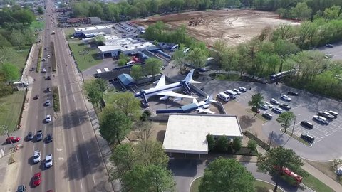 MEMPHIS, TENNESSEE - APRIL 07, 2016: Flying Above the Graceland, Elvis Presley Museum